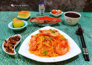 海虾炒土豆丝的做法步骤：16