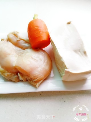 鸡肉酿豆腐的做法步骤：1