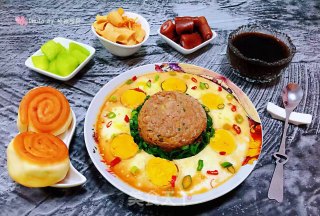 #红色吉祥菜#肉丸蒸蛋的做法步骤：15