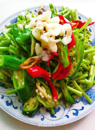 空心菜梗炒午餐肉的做法步骤：2