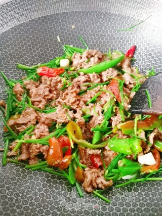 韭菜苔炒牛肉的做法步骤：12