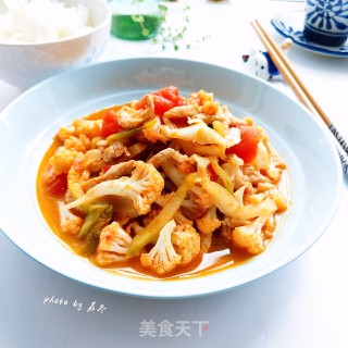 超级下饭的榨菜茄汁炒菜花的做法步骤：13