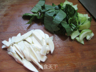 青菜茭白米面的做法步骤：3