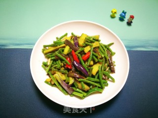 茄子炒豇豆的做法步骤：10