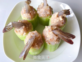清爽鲜虾黄瓜盅的做法步骤：3