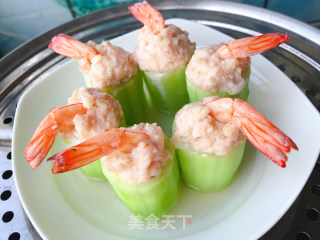 清爽鲜虾黄瓜盅的做法步骤：5
