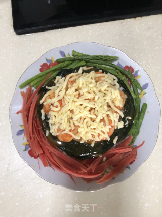 鲜虾芦蒿芝士焗饭，真的拉丝哦！的做法步骤：8
