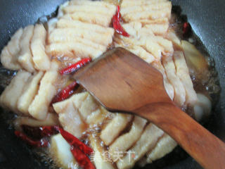 茭白烧兰花豆腐干的做法步骤：11