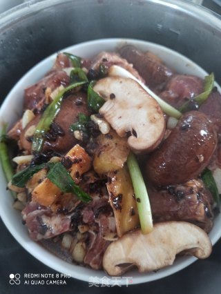 豆豉蒸香菇排骨的做法步骤：7