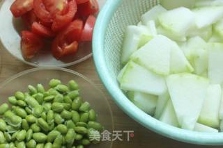 #家常下饭菜#番茄毛豆烧冬瓜的做法步骤：1