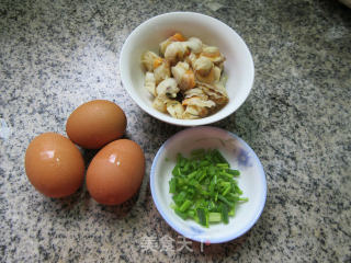 扇贝肉炒鸡蛋的做法步骤：1