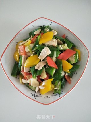 鸡胸肉炒秋葵的做法步骤：10