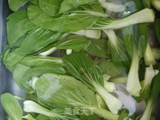 蘑菇炒青菜的做法步骤：1