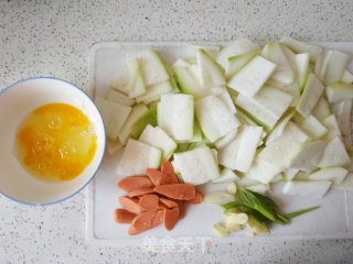 鸡蛋火腿炒瓠子的做法步骤：1