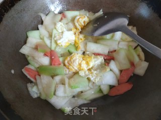 鸡蛋火腿炒瓠子的做法步骤：6