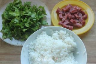 #米饭#芹菜叶香肠泡饭的做法步骤：1