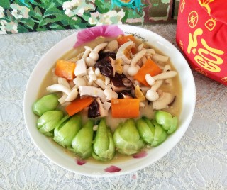 咸蛋双菇油菜的做法步骤：9
