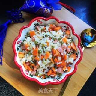 酸豇豆香肠炒饭的做法步骤：8