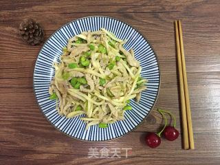 茭白炒肉丝的做法步骤：7