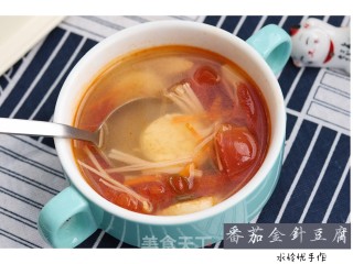 番茄金针豆腐汤的做法步骤：10