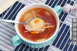 番茄金针豆腐汤的做法步骤：11