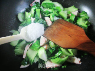 虾味球炒青菜的做法步骤：6