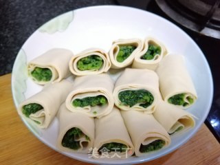 菠菜豆腐皮的做法步骤：7