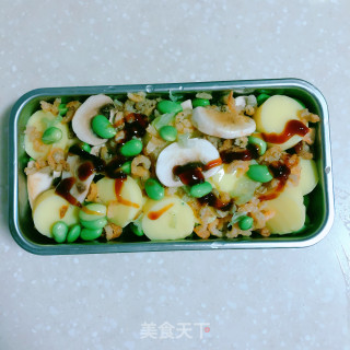 毛豆海米蘑菇蒸豆腐的做法步骤：7
