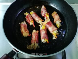 彩椒金针菇培根卷的做法步骤：6