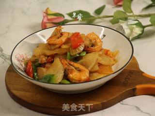 鲜虾炒萝卜的做法步骤：8