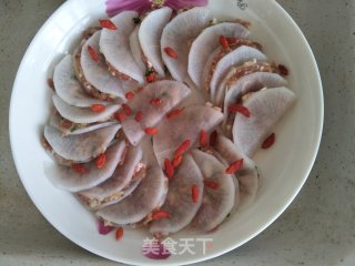 肉馅蒸萝卜夹的做法步骤：6