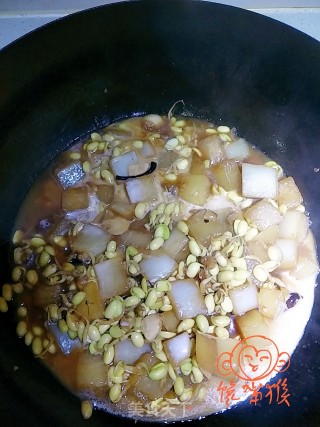 白萝卜炖豆嘴的做法步骤：10