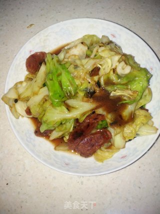 包菜炒腊肠的做法步骤：11