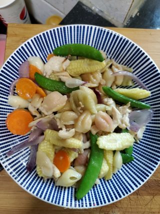 杂蔬鸡肉炒贝壳面的做法步骤：10