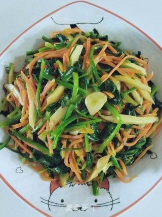 胡萝卜炒菠菜的做法步骤：9