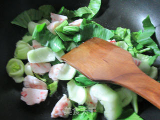 虾味球青菜面疙瘩的做法步骤：4