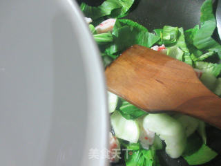 虾味球青菜面疙瘩的做法步骤：5