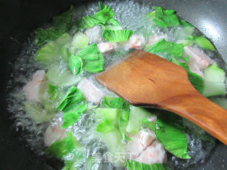 虾味球青菜面疙瘩的做法步骤：6