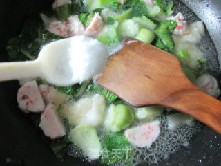 虾味球青菜面疙瘩的做法步骤：10