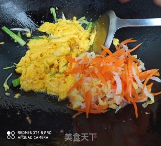 白菜心胡萝卜炒鸡蛋的做法步骤：7