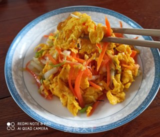 白菜心胡萝卜炒鸡蛋的做法步骤：10