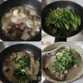 冬日冬瓜菠菜羊肉丸子汤的做法步骤：4