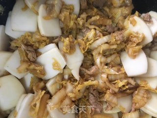 娃娃菜肉丝炒年糕的做法步骤：9