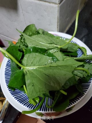 猪油渣炒番薯叶的做法步骤：1