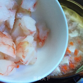 虾仁青豆嫩豆腐汤的做法步骤：7