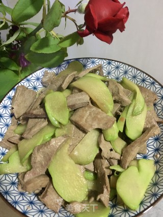 猪肝炒佛手瓜的做法步骤：17