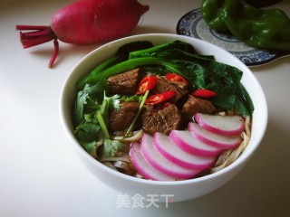 萝卜菜芯牛肉面的做法步骤：9