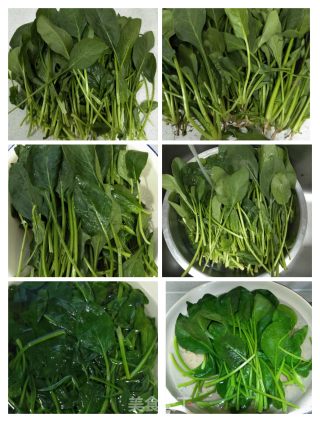 菠菜炒豆腐干的做法步骤：1