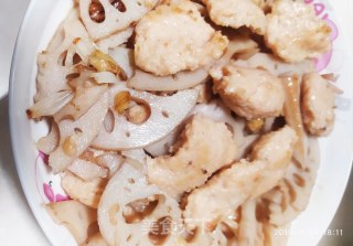 虾胶炒莲藕的做法步骤：7