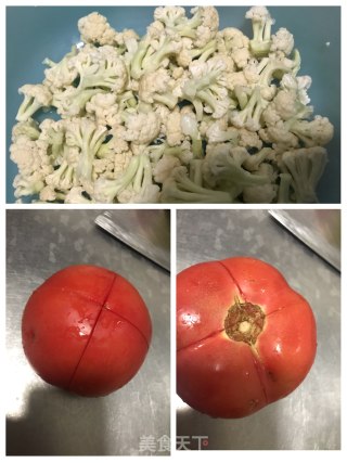 西红柿炒菜花的做法步骤：1